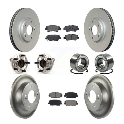 Hub Bearing Coated Brake Rotor & Pads Front Rear Kit (10Pc) For Kia Forte Forte5