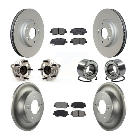 Hub Bearing Coated Brake Rotor & Pads Front Rear Kit (10Pc) For Kia Forte Forte5