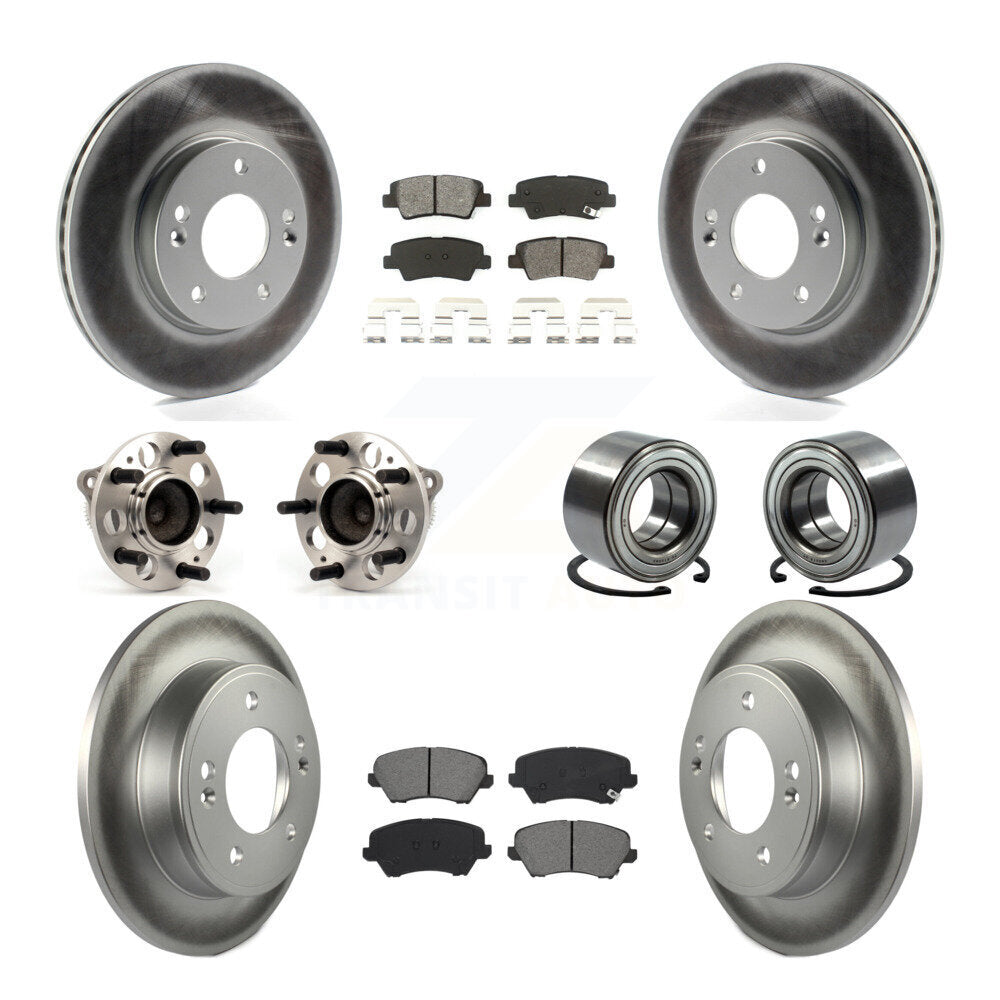 Hub Bearing Coated Brake Rotor Pads Front Rear Kit (10Pc) For Hyundai Elantra GT