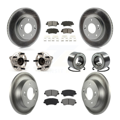 Hub Bearing Coated Brake Rotor Pads Front Rear Kit (10Pc) For Hyundai Elantra GT