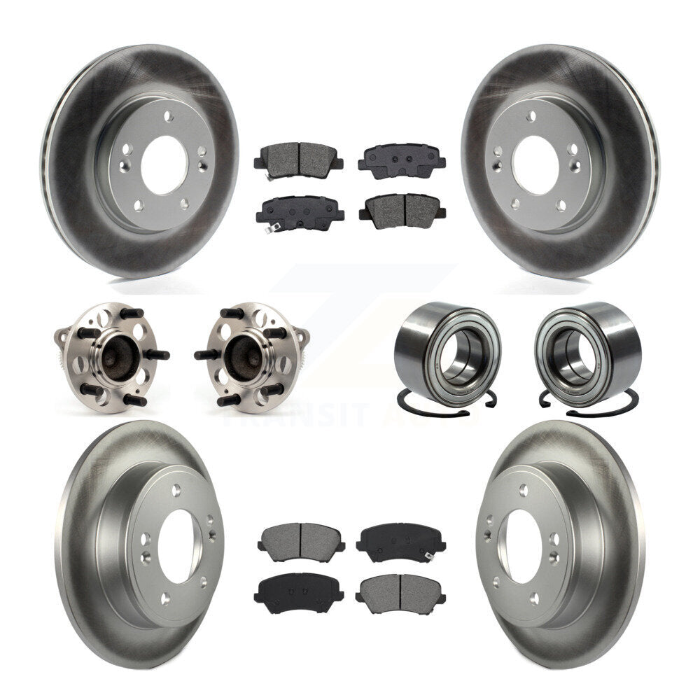 Hub Bearing Coat Brake Rotor Pads Front Rear Kit (10Pc) For Kia Forte Hyundai GT