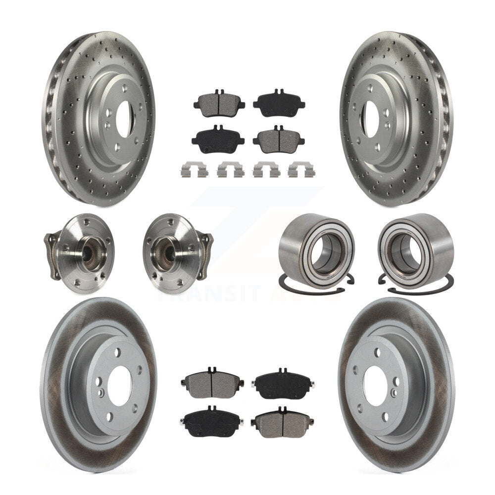 Hub Bearing Coat Brake Rotor Pads Front Rear Kit (10Pc) For Mercedes-Benz CLA250