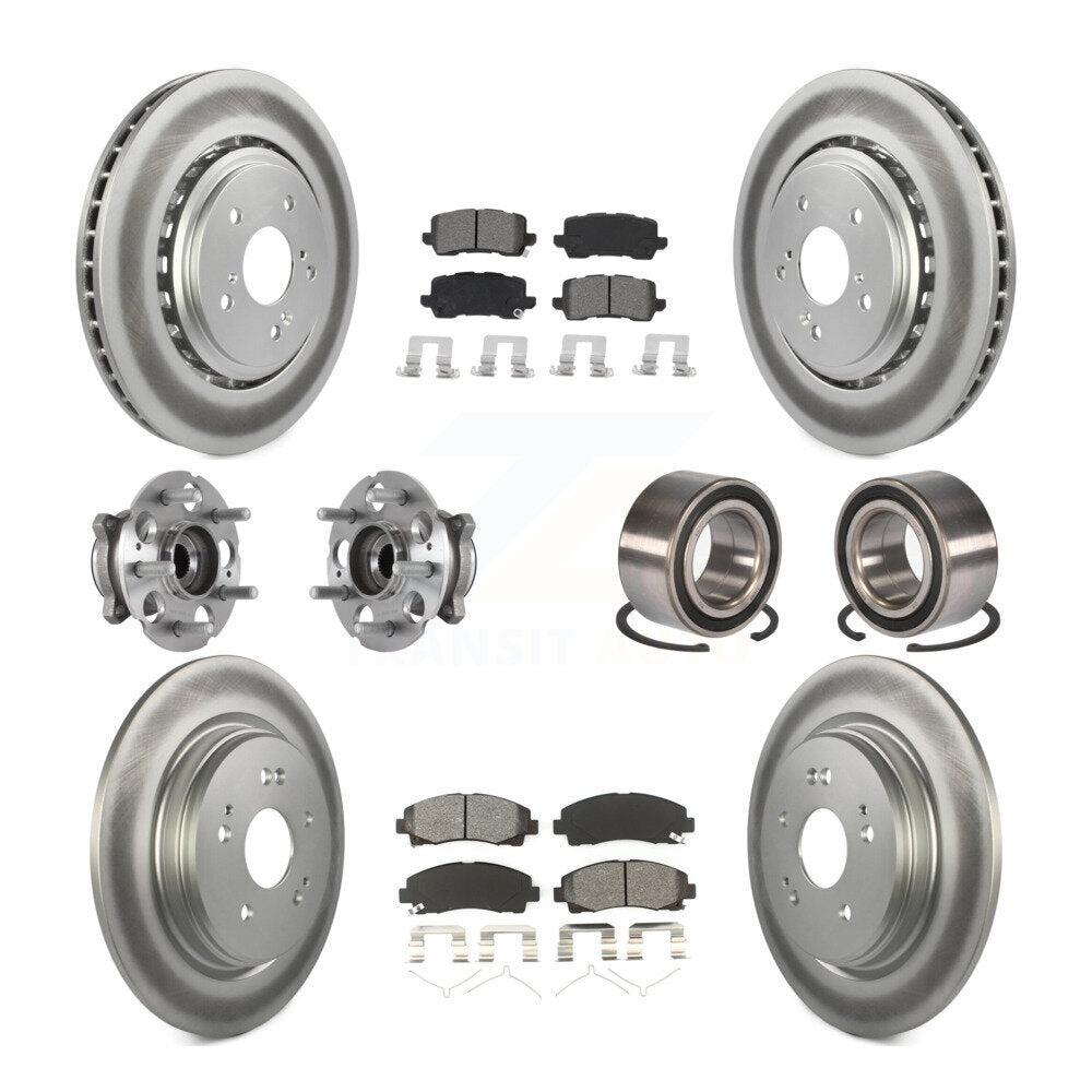 Hub Bearing Coated Brake Rotor Pad Front Rear Kit (10Pc) For 15-20 Acura TLX AWD