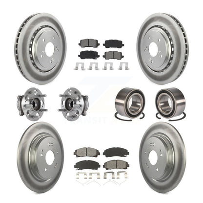 Hub Bearing Coated Brake Rotor Pad Front Rear Kit (10Pc) For 15-20 Acura TLX AWD