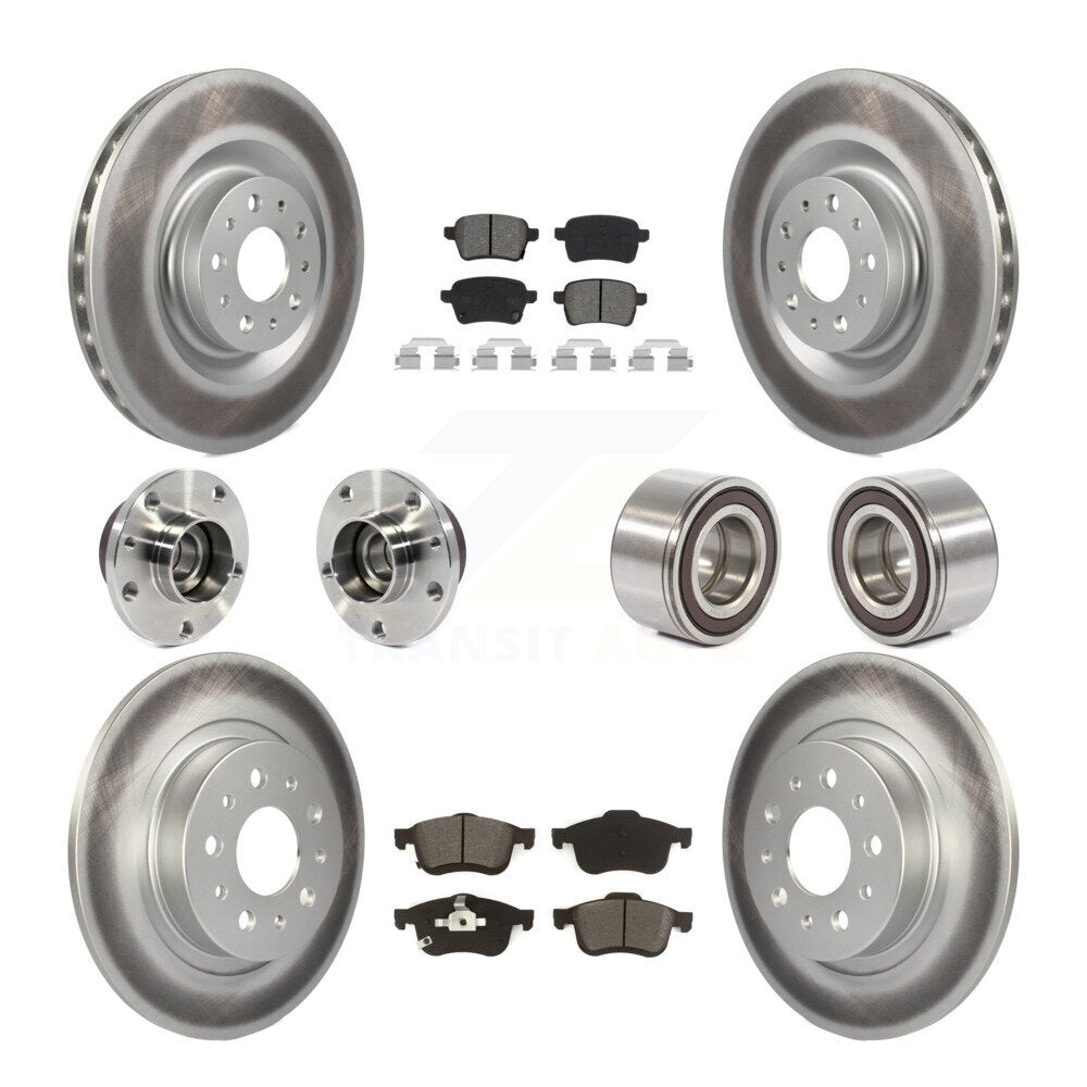 Hub Bearing Coated Brake Rotor Pad Front Rear Kit (10Pc) For 2014-2018 Fiat 500L