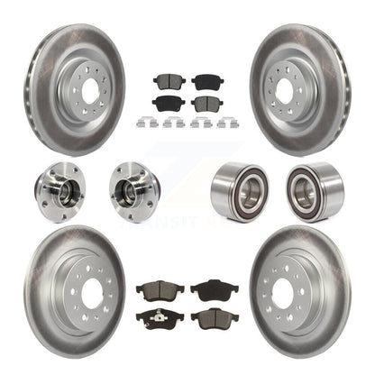 Hub Bearing Coated Brake Rotor Pad Front Rear Kit (10Pc) For 2014-2018 Fiat 500L