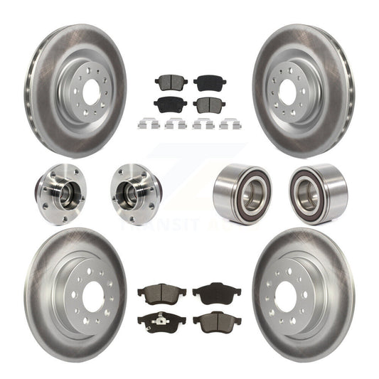Hub Bearing Coated Brake Rotor Pad Front Rear Kit (10Pc) For 2014-2018 Fiat 500L