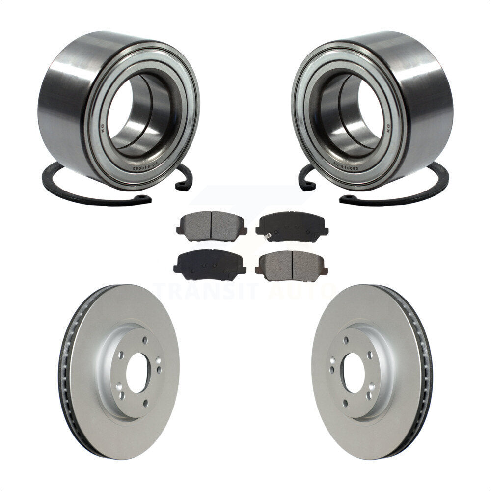 Wheel Bearing Coated Brake Rotor Pad Front Kit For Kia Forte Forte5 Hyundai Koup
