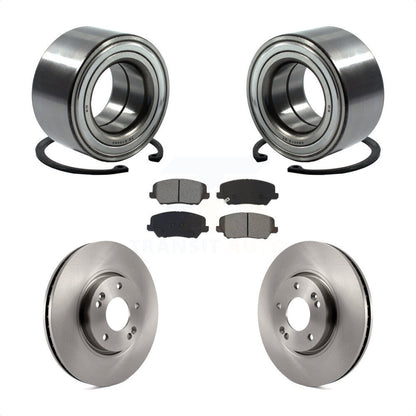 Wheel Bearing Brake Rotor & Pads Front Kit For Kia Forte Forte5 Hyundai Veloster