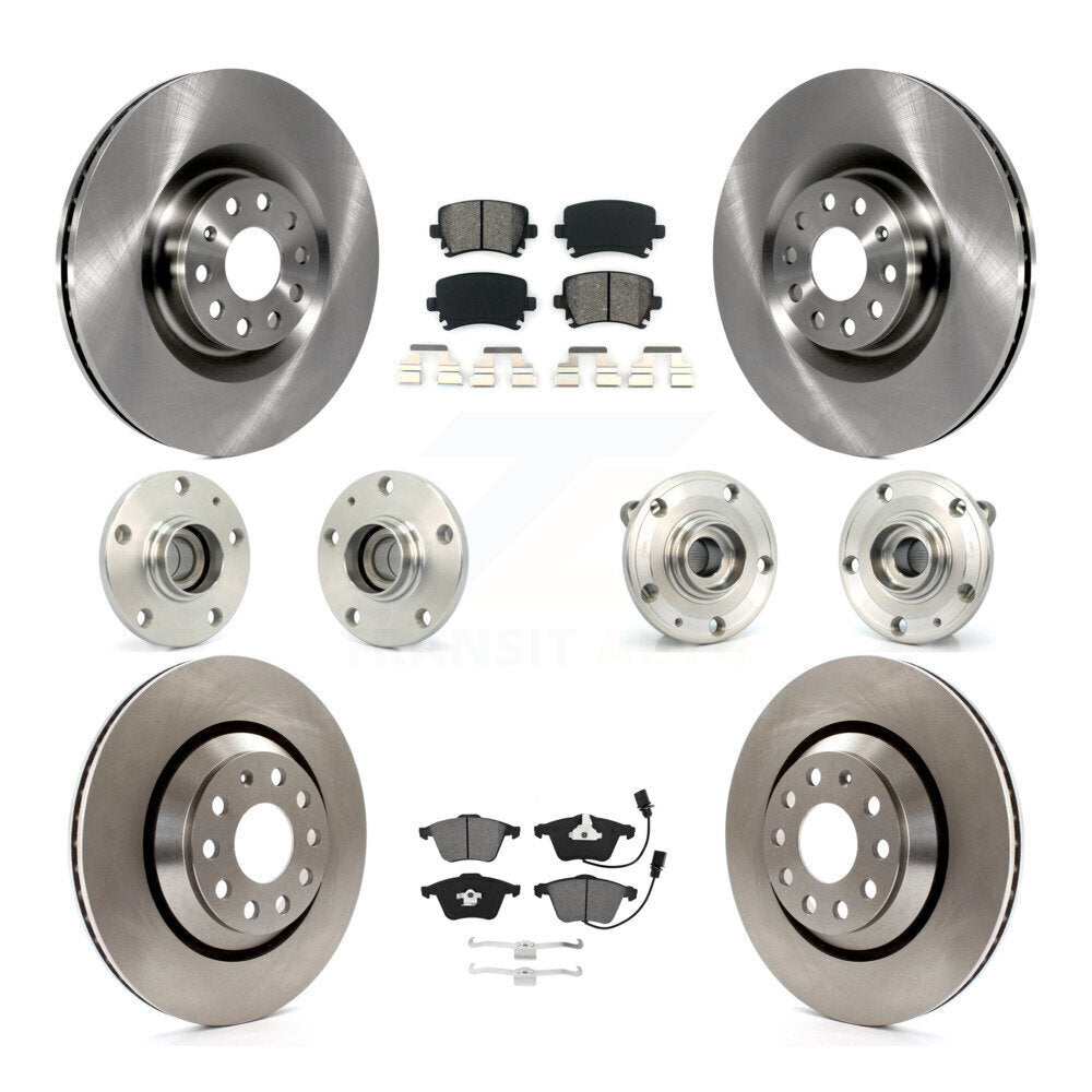 Hub Bearing Disc Brake Rotor Pads Front Rear Kit (10Pc) For Volkswagen Passat CC