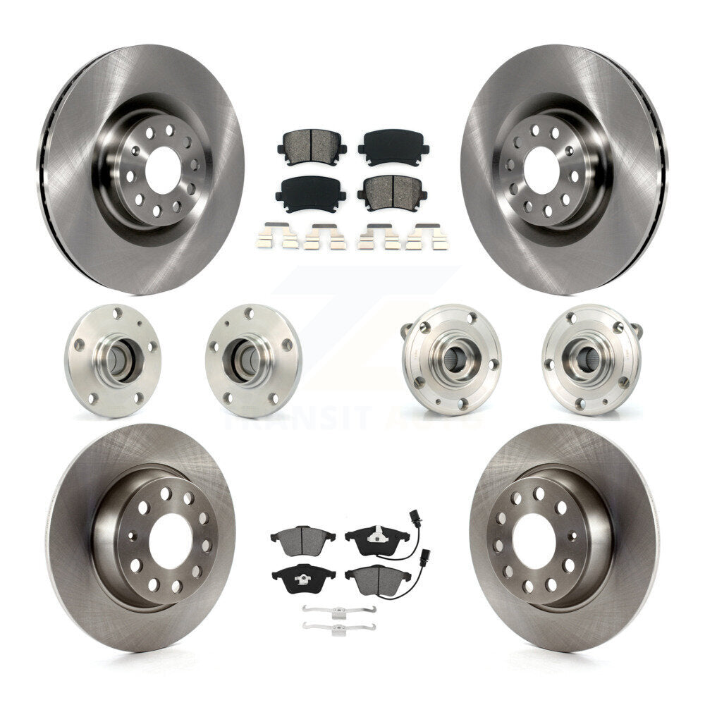 Hub Bearing Disc Brake Rotor And Pad Front Rear Kit (10Pc) For Volkswagen Passat