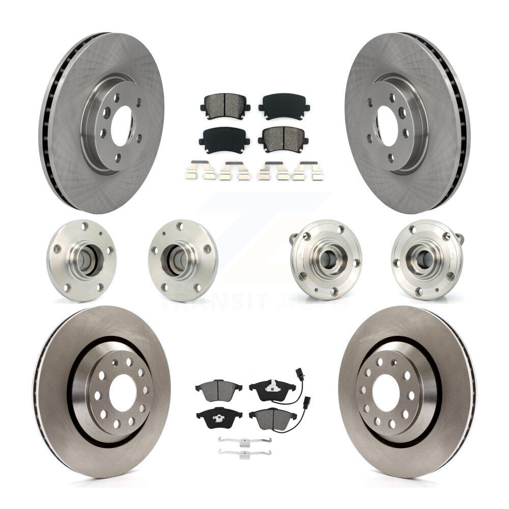 Hub Bearings Disc Brake Rotors And Pads Front Rear Kit (10Pc) For Volkswagen CC