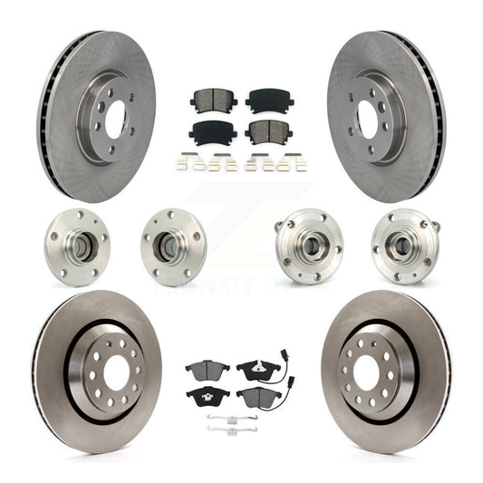 Hub Bearings Disc Brake Rotors And Pads Front Rear Kit (10Pc) For Volkswagen CC