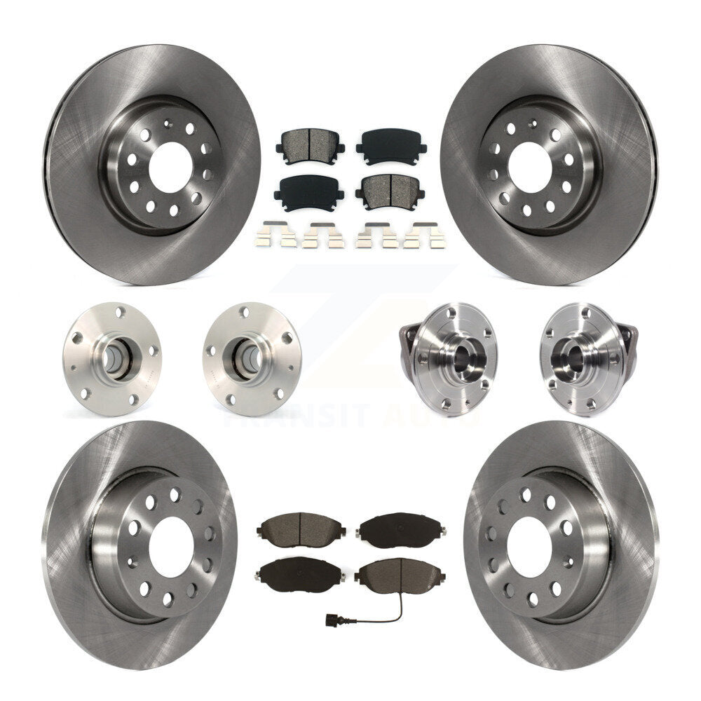 Hub Bearings Disc Brake Rotors And Pads Front Rear Kit (10Pc) For Volkswagen GTI