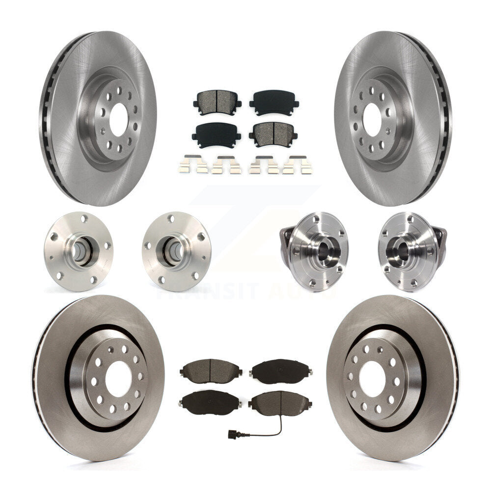 Hub Bearings Disc Brake Rotors And Pads Front Rear Kit (10Pc) For Volkswagen GTI