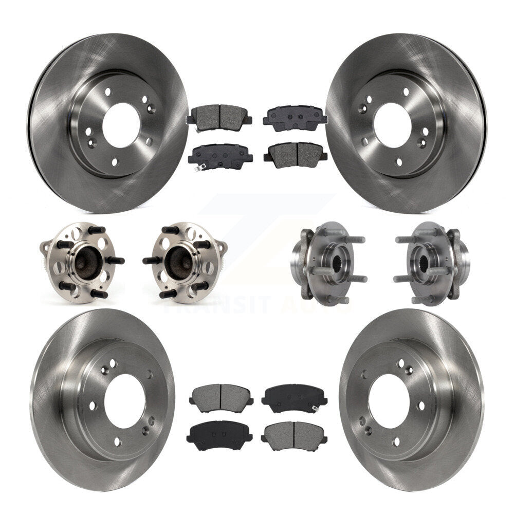 Hub Bearing Brake Rotor & Pads Front Rear Kit (10Pc) For 2017 Hyundai Elantra GT
