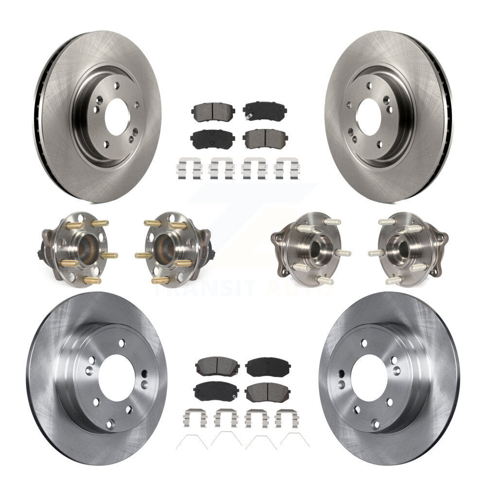 Hub Bearings Disc Brake Rotors And Pads Front Rear Kit (10Pc) For Kia Optima