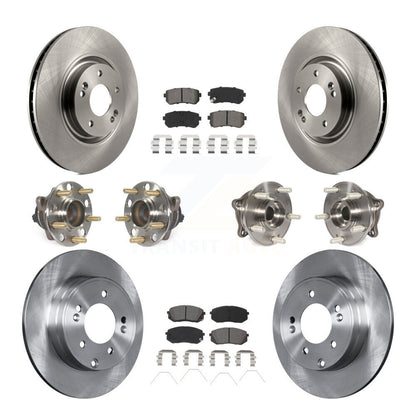 Hub Bearings Disc Brake Rotors And Pads Front Rear Kit (10Pc) For Kia Optima