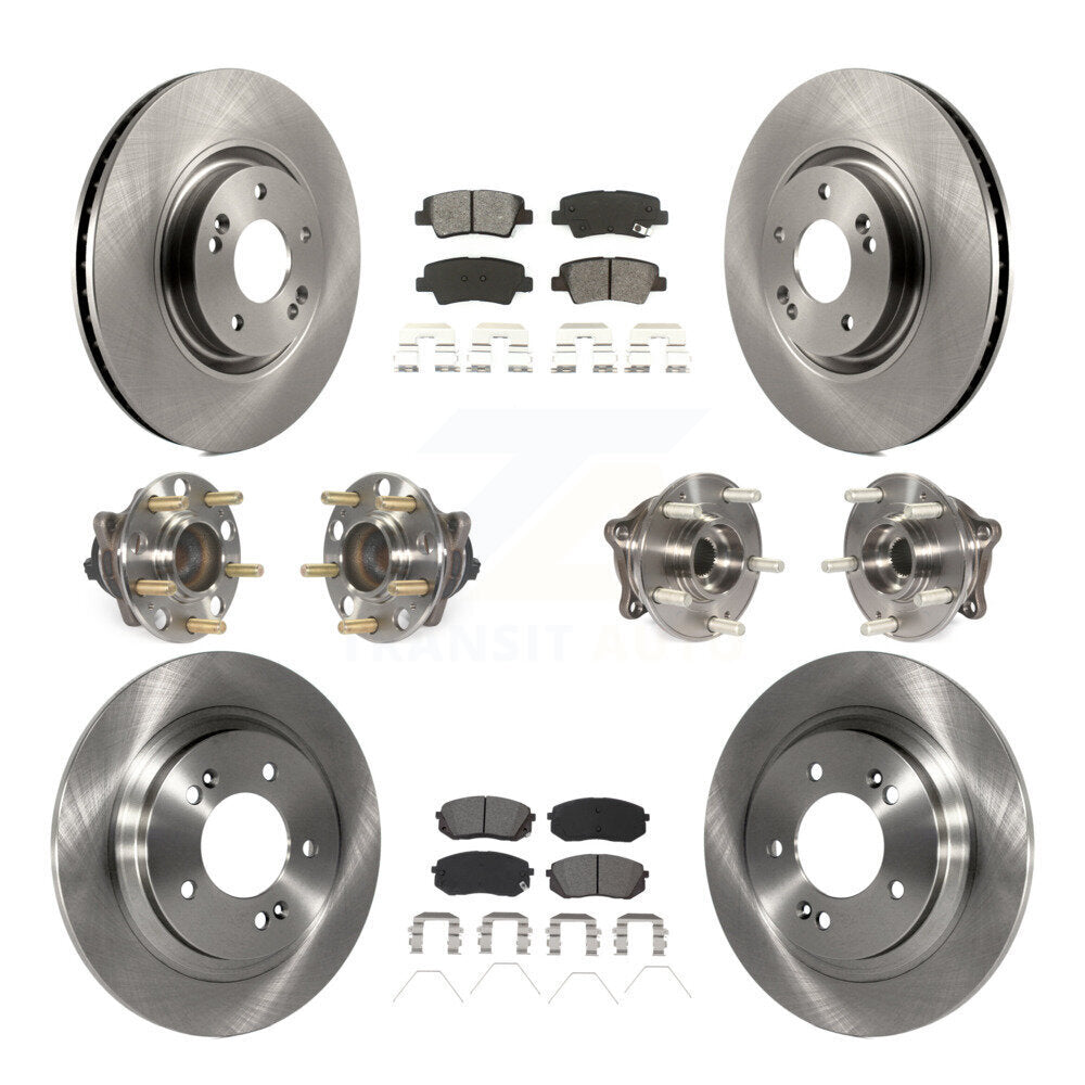 Hub Bearing Brake Rotor Pads Front Rear Kit (10Pc) For Hyundai Sonata GAS engine