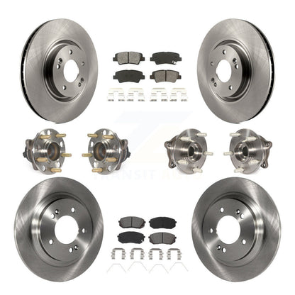 Hub Bearing Brake Rotor Pads Front Rear Kit (10Pc) For Hyundai Sonata GAS engine