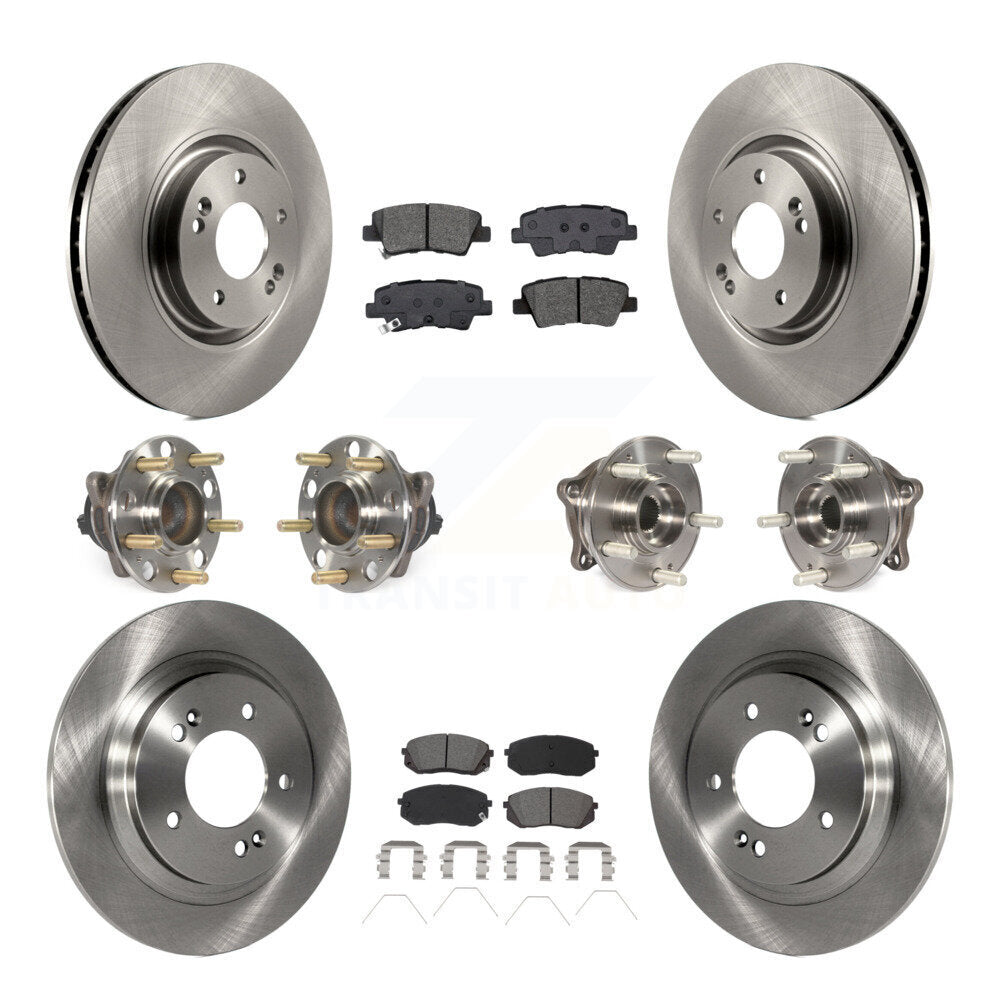 Hub Bearings Disc Brake Rotors And Pads Front Rear Kit (10Pc) For Kia Optima