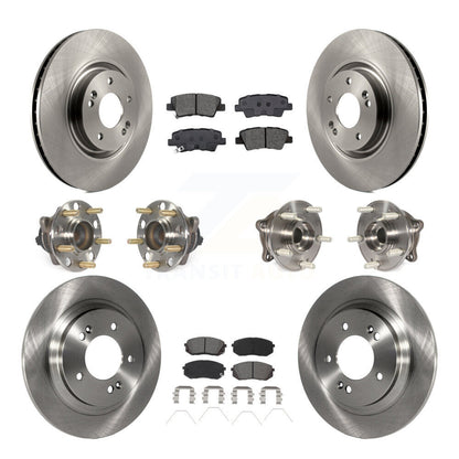 Hub Bearings Disc Brake Rotors And Pads Front Rear Kit (10Pc) For Kia Optima