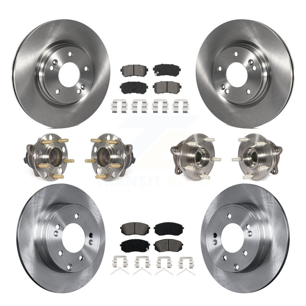 Hub Bearings Disc Brake Rotors And Pads Front Rear Kit (10Pc) For Kia Optima