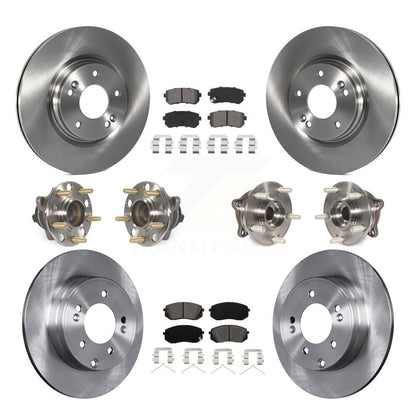 Hub Bearings Disc Brake Rotors And Pads Front Rear Kit (10Pc) For Kia Optima