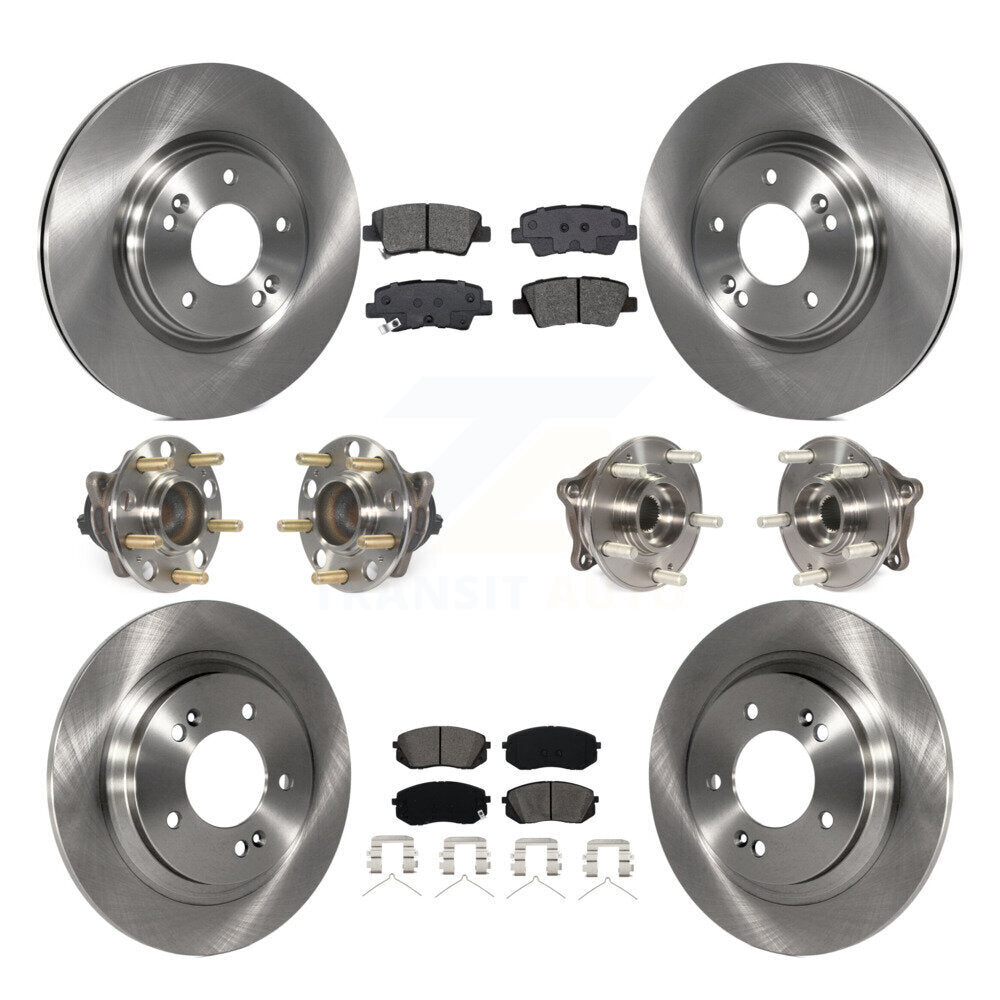 Hub Bearings Disc Brake Rotors And Pads Front Rear Kit (10Pc) For Kia Optima