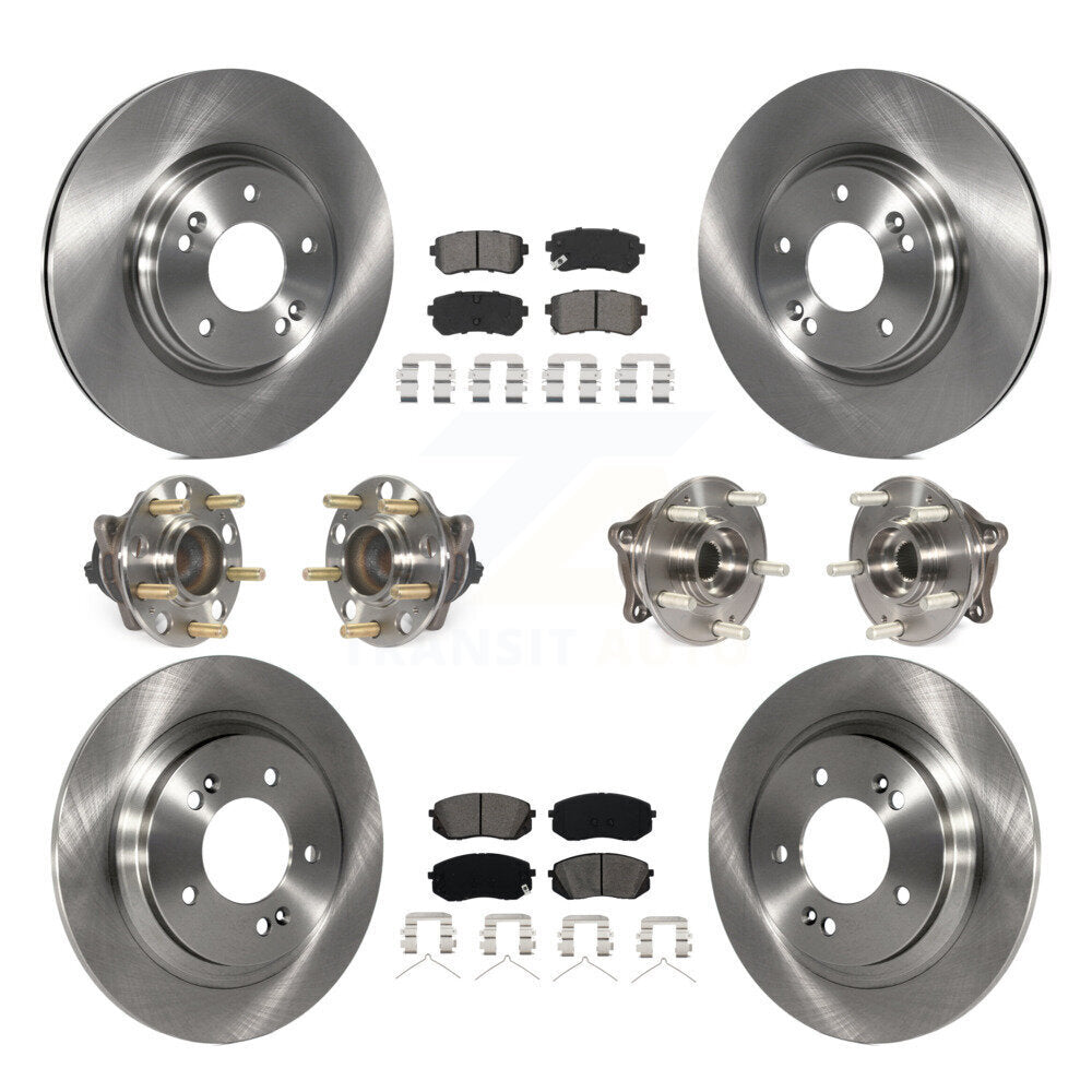 Hub Bearings Disc Brake Rotors And Pads Front Rear Kit (10Pc) For Kia Optima