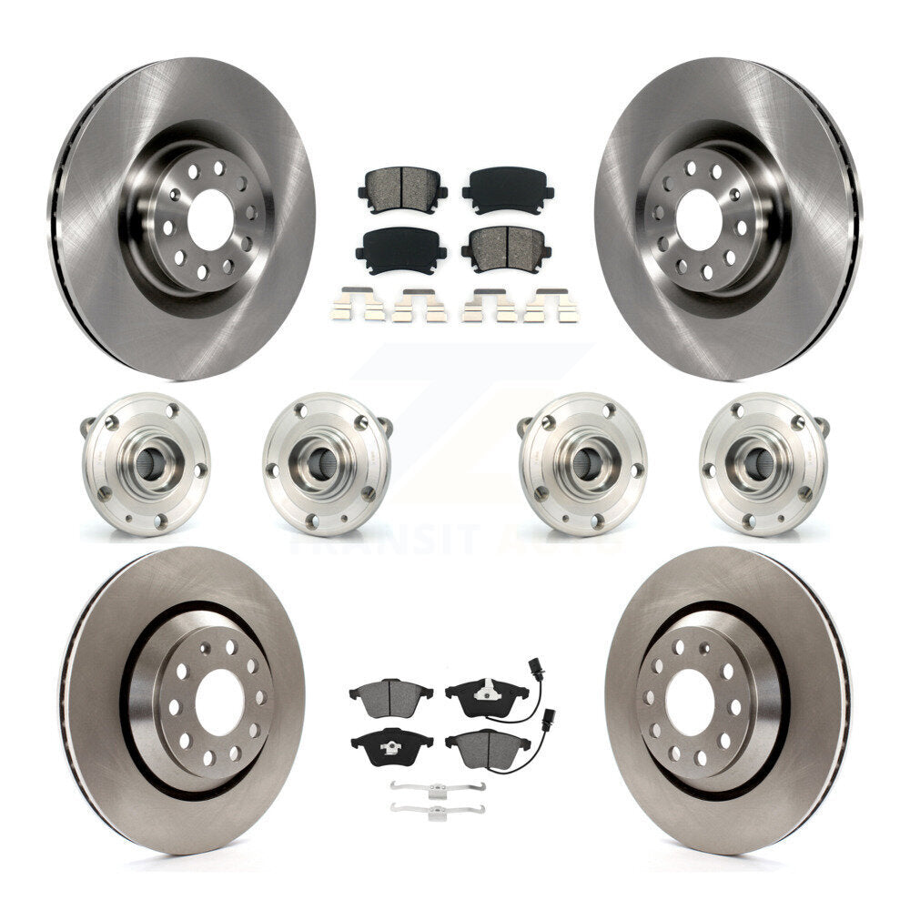 Hub Bearing Brake Rotor Pads Front Rear Kit (10Pc) For Volkswagen Passat CC Golf