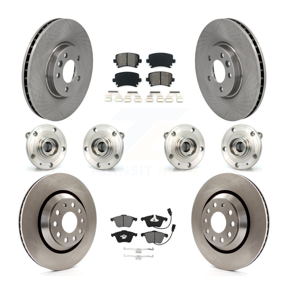 Hub Bearings Disc Brake Rotors And Pads Front Rear Kit (10Pc) For Volkswagen CC
