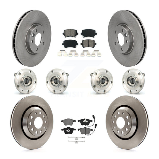 Hub Bearings Disc Brake Rotors And Pads Front Rear Kit (10Pc) For Volkswagen CC