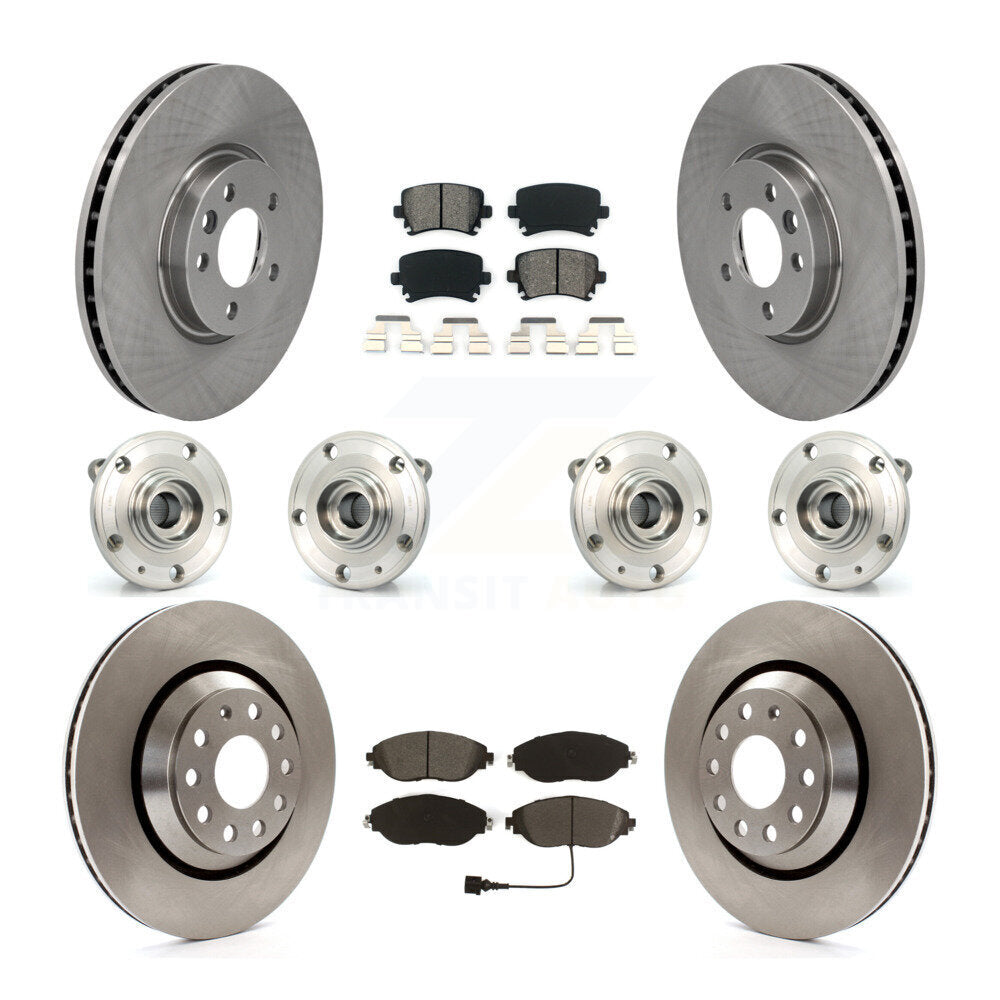 Hub Bearing Disc Brake Rotor And Pad Front Rear Kit (10Pc) For Volkswagen CC AWD