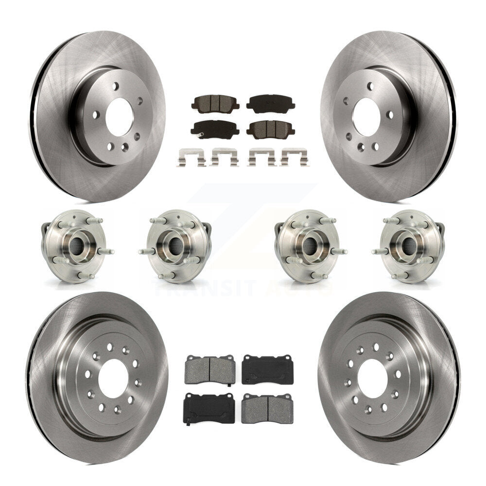 Hub Bearing Brake Rotor Pad Front Rear Kit (10Pc) For 2013-2015 Cadillac ATS AWD