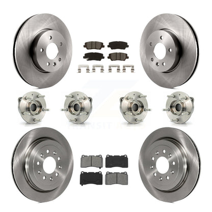 Hub Bearing Brake Rotor Pad Front Rear Kit (10Pc) For 2013-2015 Cadillac ATS AWD