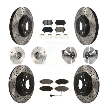 Hub Bearing Coated Disc Brake Rotor Pad Front Rear Kit (10Pc) For Volkswagen GTI