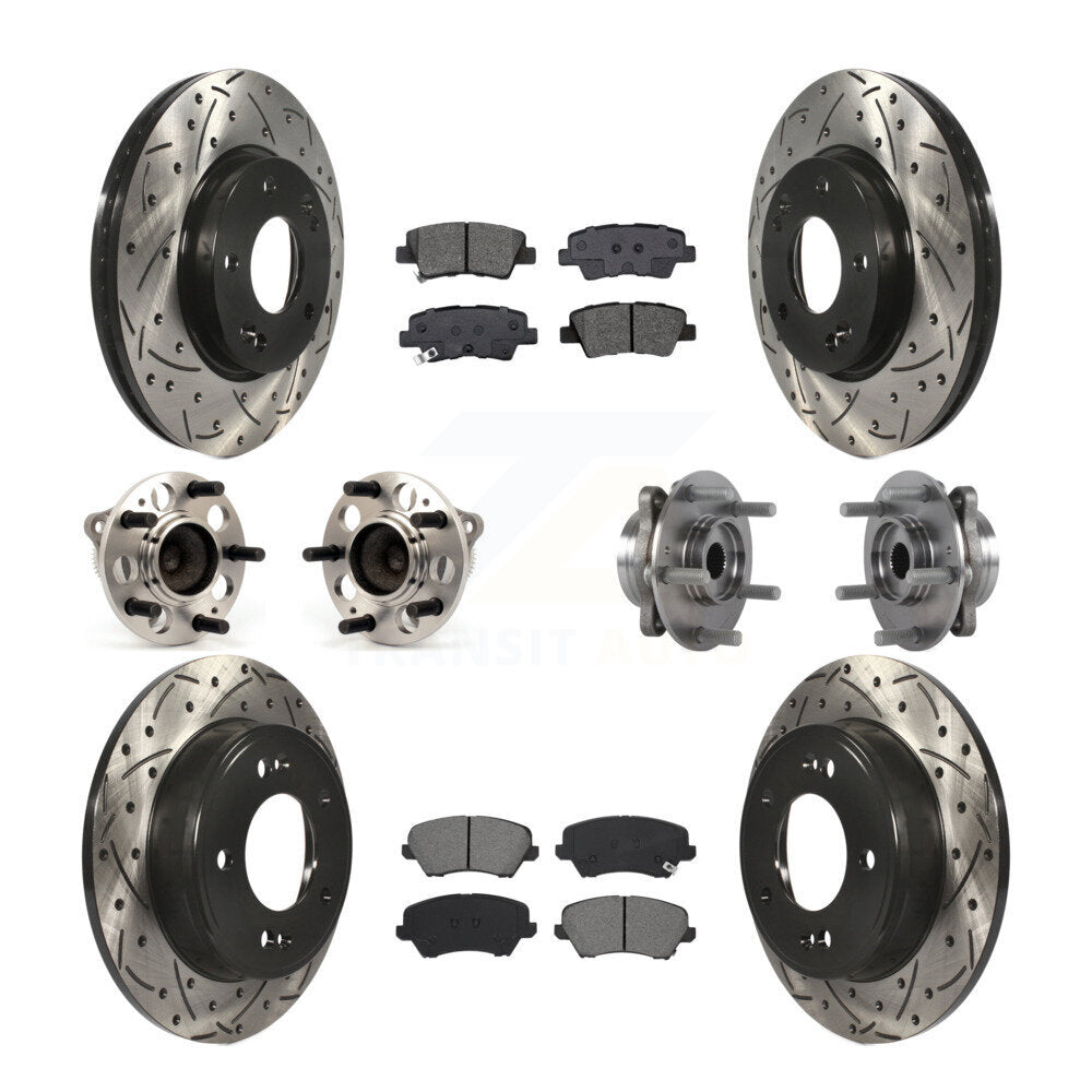 Hub Bearing Coat Brake Rotor Pad Front Rear Kit (10Pc) For 17 Hyundai Elantra GT