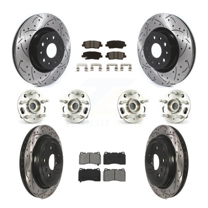 Hub Bearing Coated Disc Brake Rotor & Pad Front Rear Kit (10Pc) For Cadillac CTS