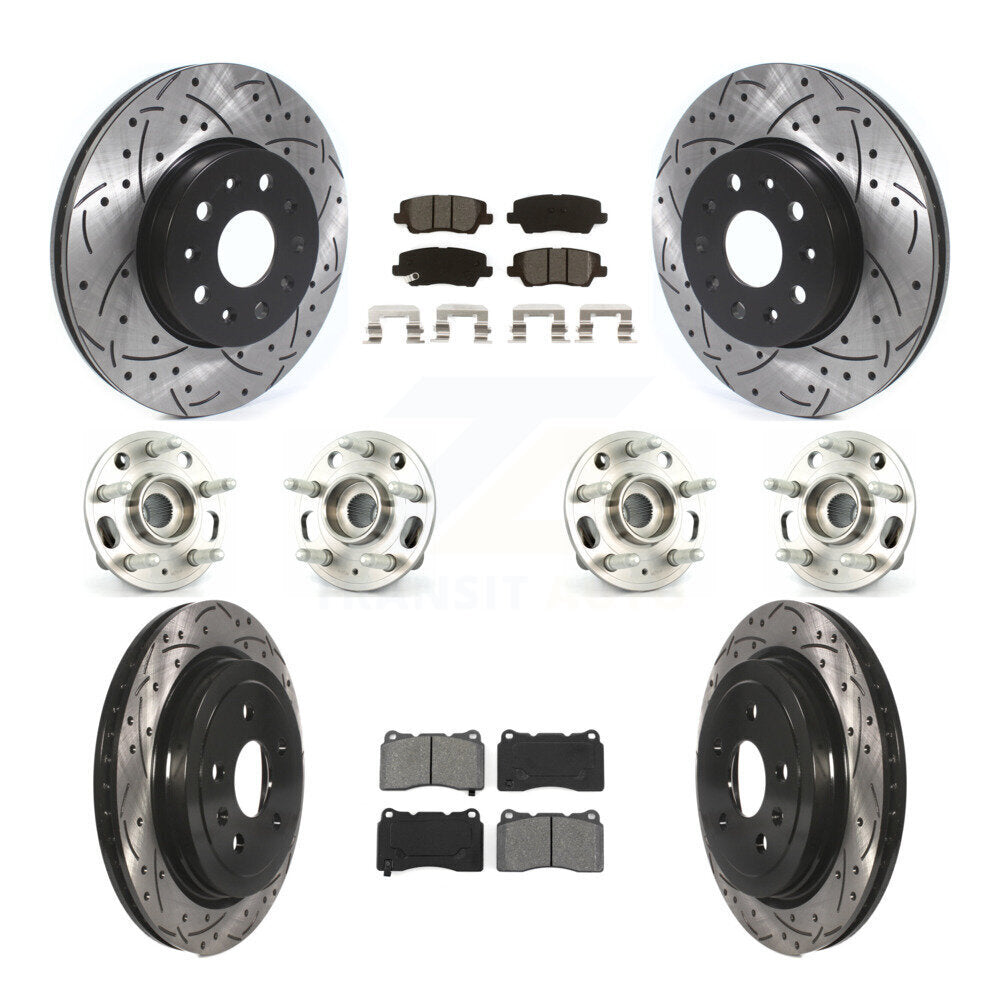 Hub Bearing Coated Disc Brake Rotor & Pad Front Rear Kit (10Pc) For Cadillac CTS