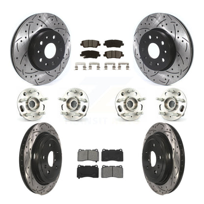 Hub Bearing Coated Disc Brake Rotor & Pad Front Rear Kit (10Pc) For Cadillac CTS