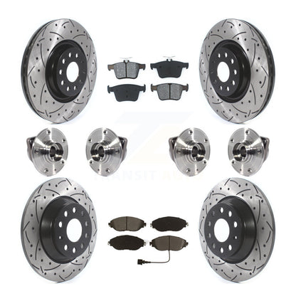 Hub Bearing Coat Brake Rotor Pad Front Rear Kit (10Pc) For Volkswagen Tiguan AWD
