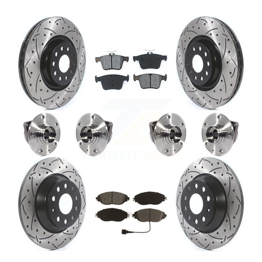 Hub Bearing Coat Brake Rotor Pad Front Rear Kit (10Pc) For Volkswagen Tiguan AWD