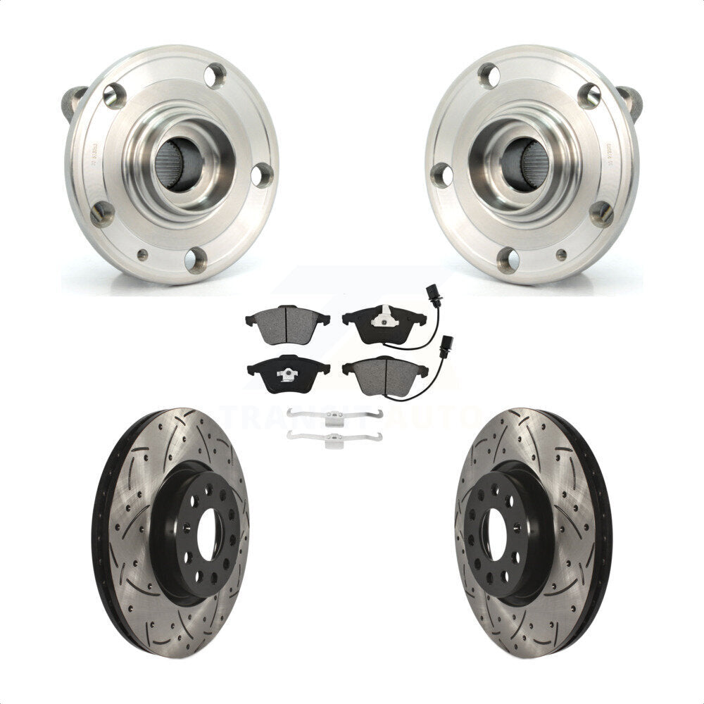 Hub Bearing Assembly Coat Drill Slot Brake Rotor Pad Front Kit For Volkswagen CC