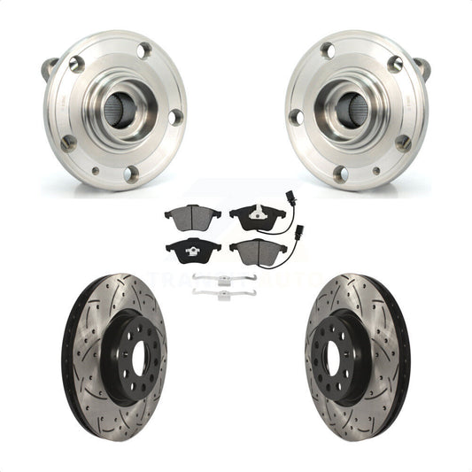 Hub Bearing Assembly Coat Drill Slot Brake Rotor Pad Front Kit For Volkswagen CC