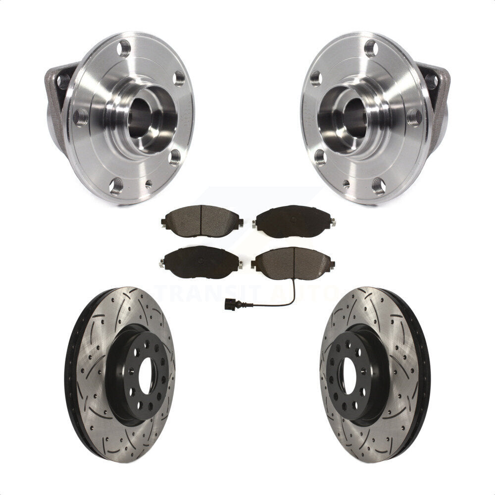 Hub Bearing Coat Drill Slot Brake Rotor Pads Front Kit For Volkswagen GTI Arteon