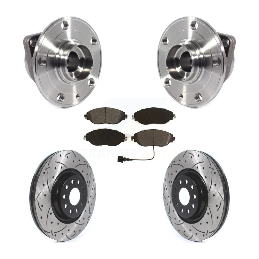 Hub Bearing Drill Slot Brake Rotor Pads Front Kit For Volkswagen Tiguan Jetta Q3