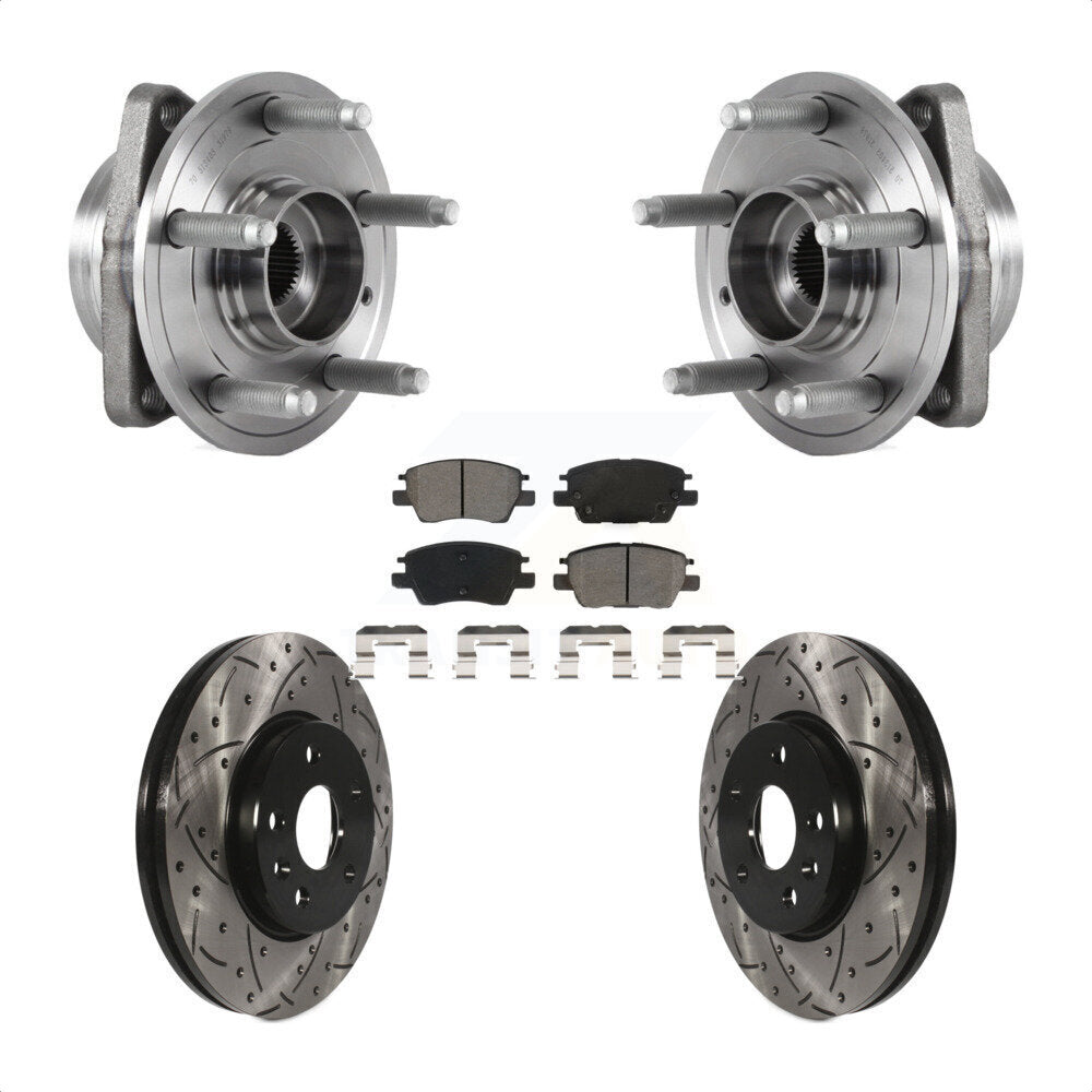 Hub Bearing Drilled Slot Brake Rotor Pad Front Kit For Chevrolet Cruze Volt Bolt