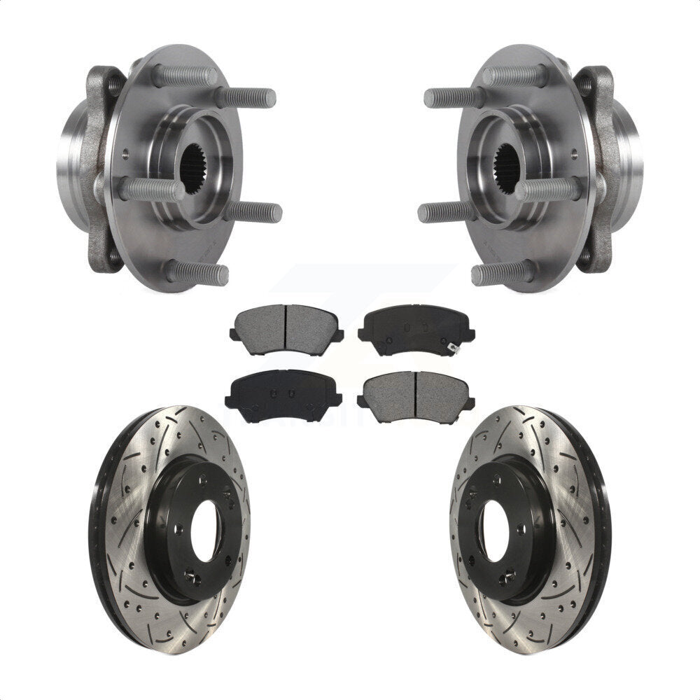 Hub Bearing Drill Slot Brake Rotor Pad Front Kit For Hyundai Veloster Elantra GT