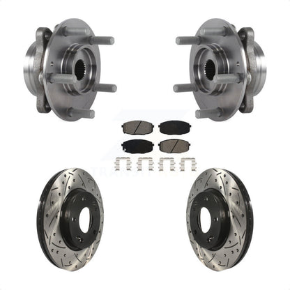 Hub Bearing Drilled Slot Brake Rotor Pad Front Kit For Kia Forte Hyundai Elantra